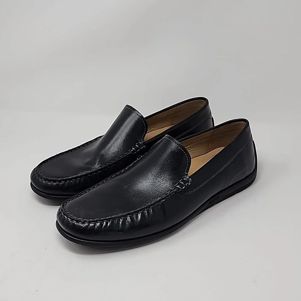 Ecco Black Leather Men's Moccasins Loafers Size 10